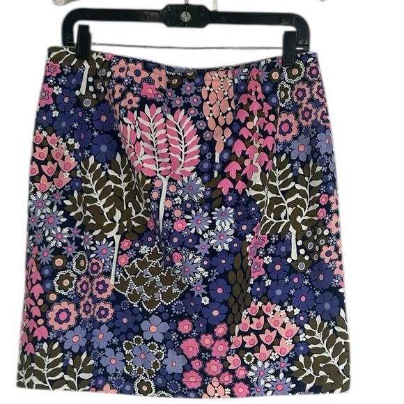 Talbots Pink Blue Floral Career Preppy Skirt SZ 8 Petite - Picture 1 of 8